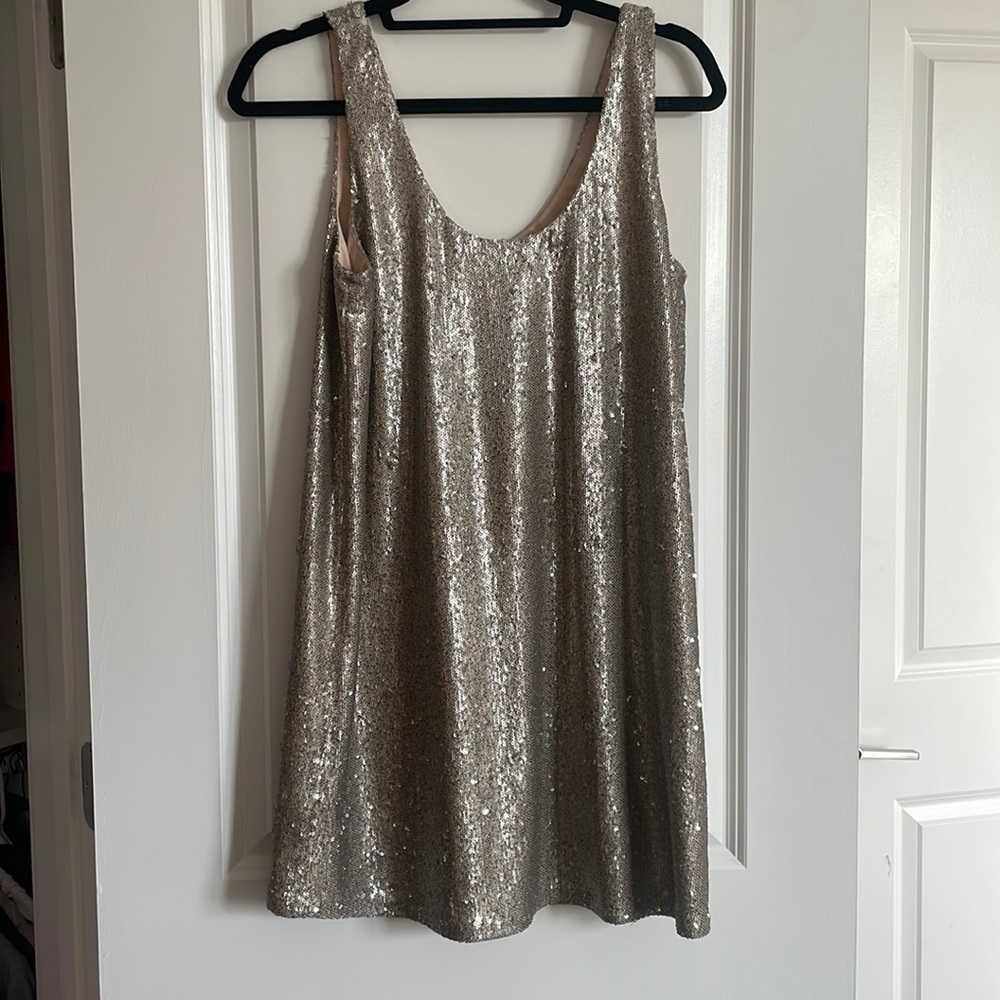Lavender Brown gold sequined cocktail dress